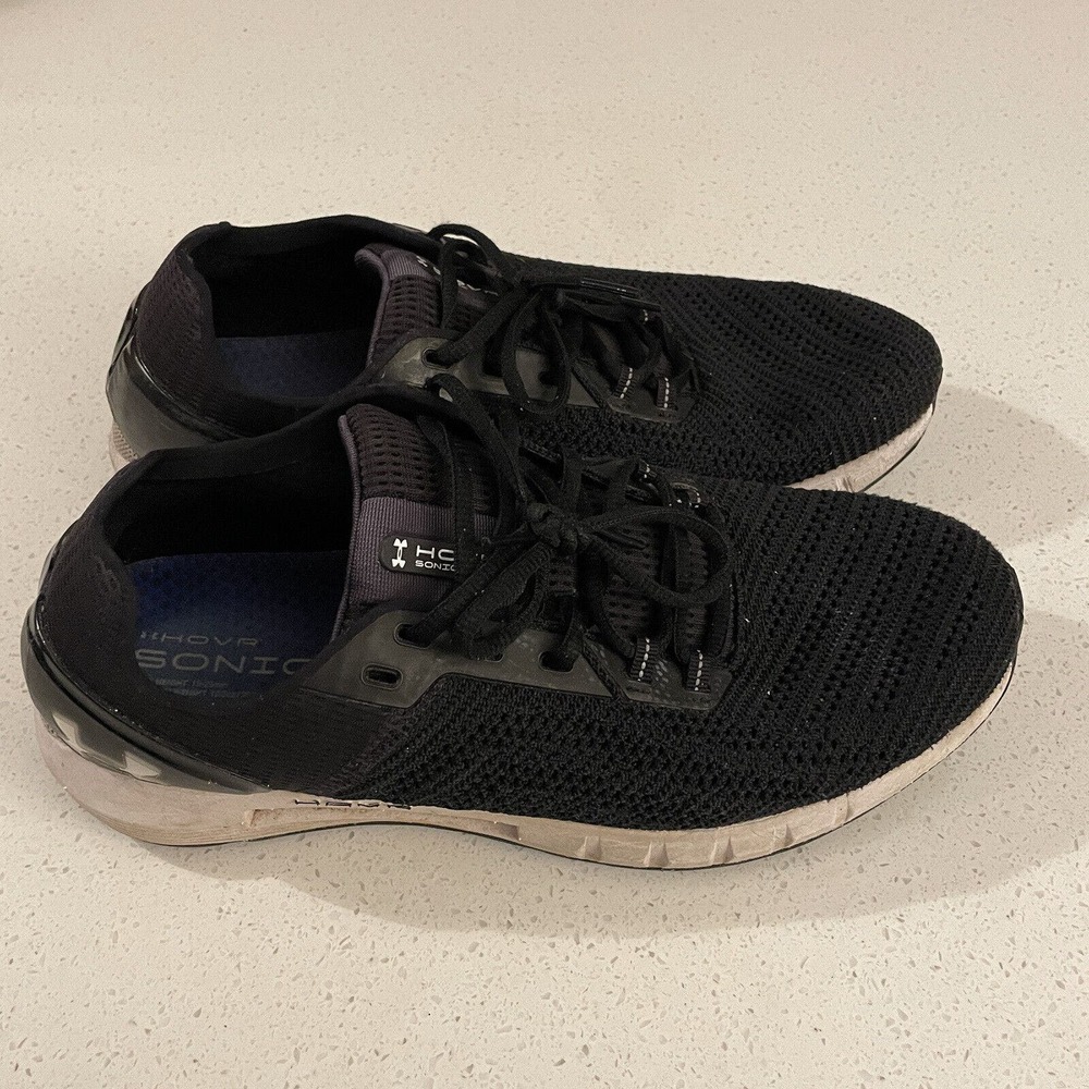 Under Armour HOVR Sonic Athletic Black White Shoes Mens Sz 10 3021586-002
